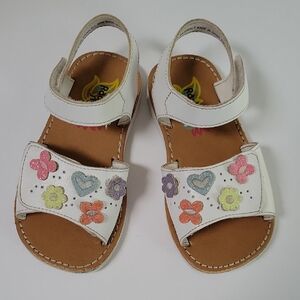 Kids' White Sandals with Colorful Floral Accents